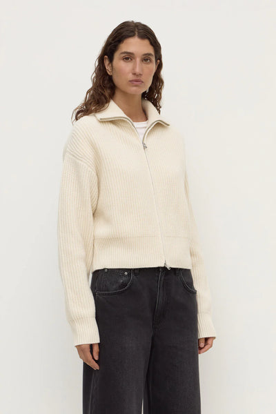 Kaia Wool Zip Sweater ANTIQUE WHITE