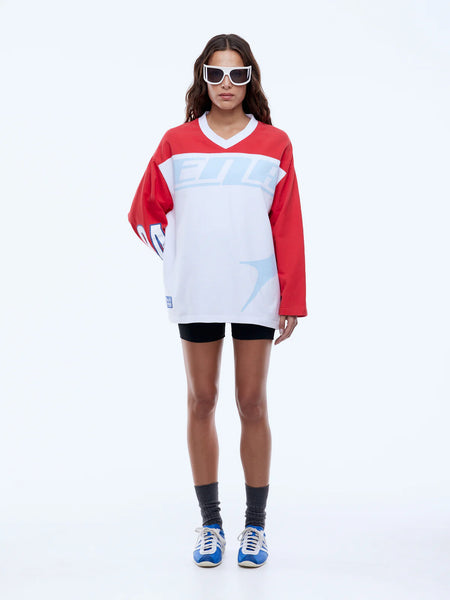 Pelly League Long Sleeve Tee WHITE SPLICE