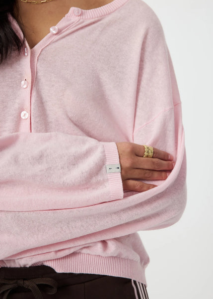 Rylee Knit Button Top ROSEWATER