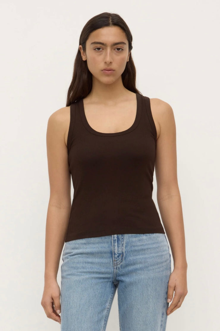 Robyn Scoop Neck Rib Tank GANACHE
