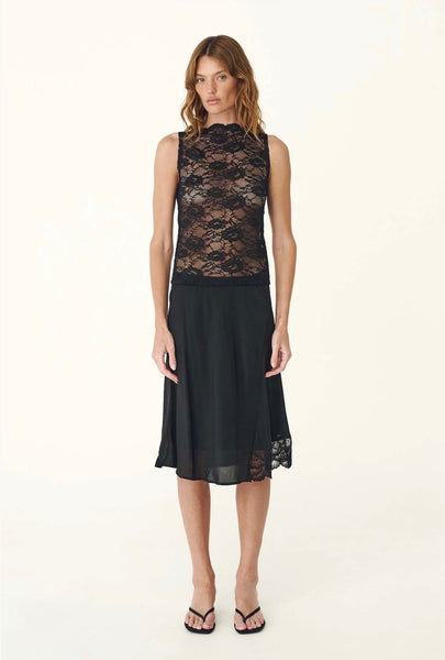 Tessa Silk Midi Skirt NOIR