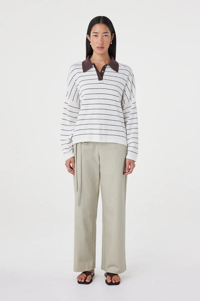 Zia tie Knit Jersey CREAM & ESPRESSO Stripe