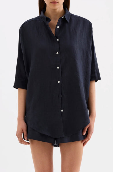 Lounge Linen Longline Shirt INK