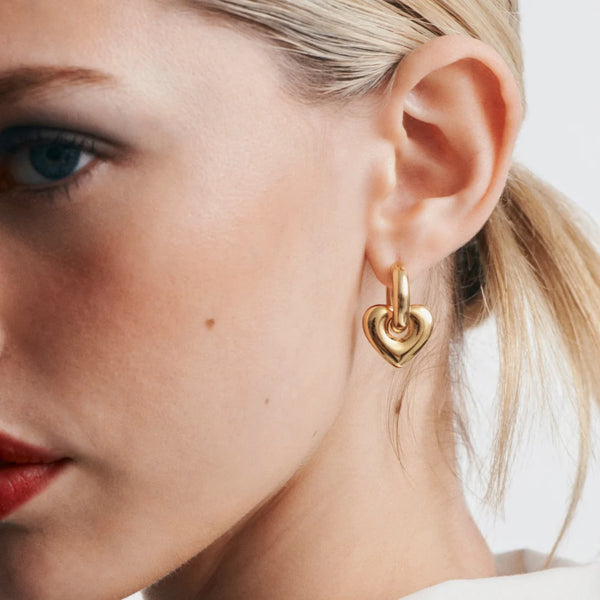 Lisa Puffy Heart Earrings GOLD