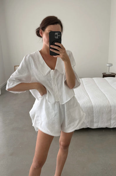 Linen and Lace Shorts WHITE
