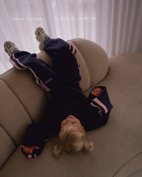 Kids Fleece Crew NAVY/ PINK