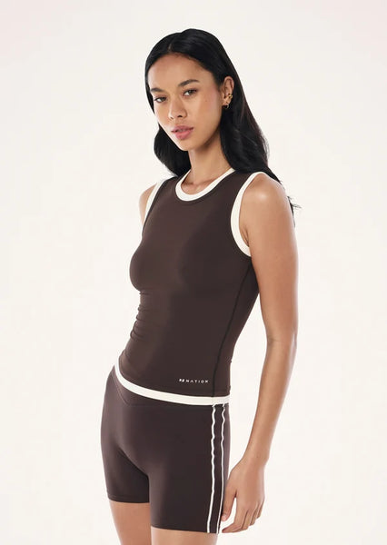 Foundation Layer Muscle Tank COFFEE/WHISPER WHITE