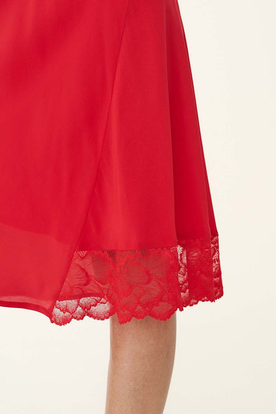 Tessa Silk Midi Skirt FLAME RED