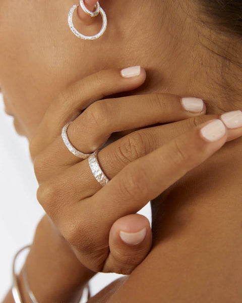 Eros Silver Textured Ring - Medium