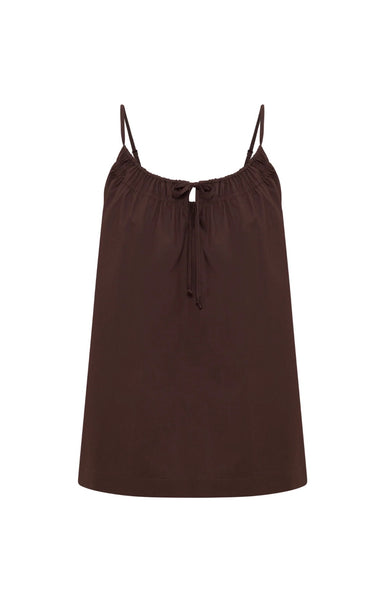 Cerie Poplin Top CHOCOLATE