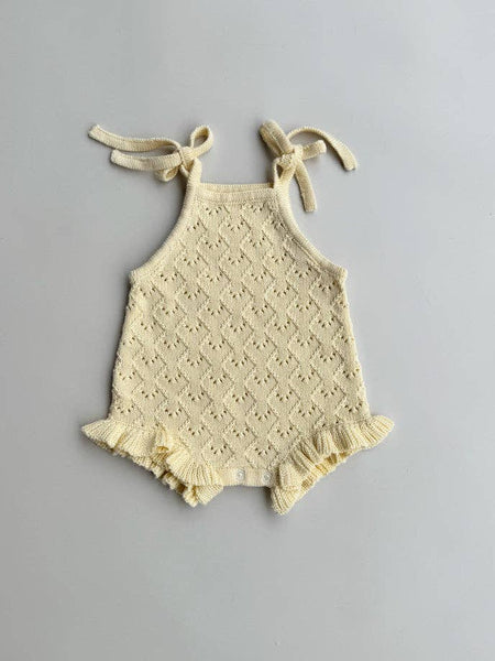Mila Pointelle Tie Romper BUTTER