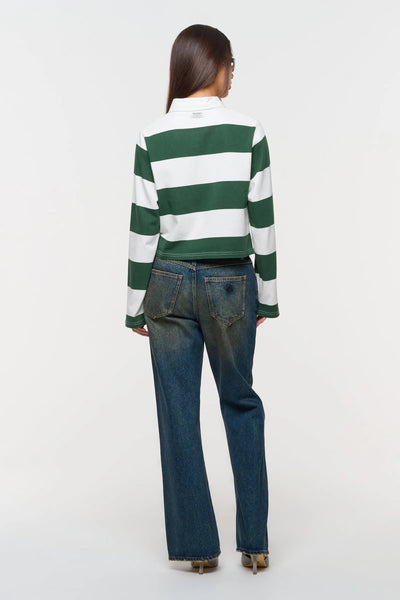 Good Sport Polo WHITE/ GREEN STRIPE