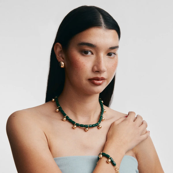 Resin Necklace FOREST GREEN/GOLD
