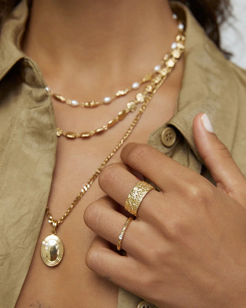 Eros Gold Textured Ring - Large