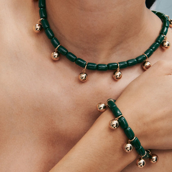 Resin Bracelet FOREST GREEN/GOLD