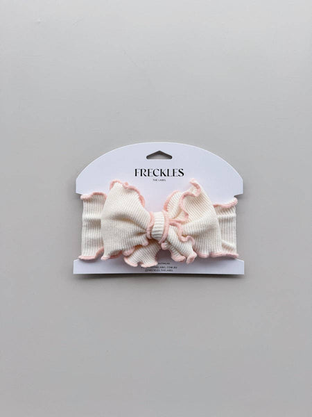 Knit Frill Baby Headband SNOW/ SWEETPEA PINK