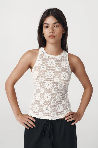 Sloane Sunflower Lace Tank CREME