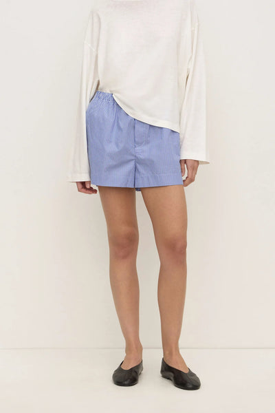 Ava Stripe Cotton Poplin Short NAVY STRIPE