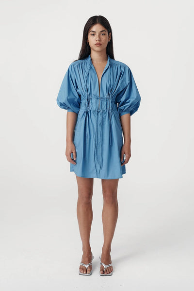 Piper Organic Mini Dress Cerulean