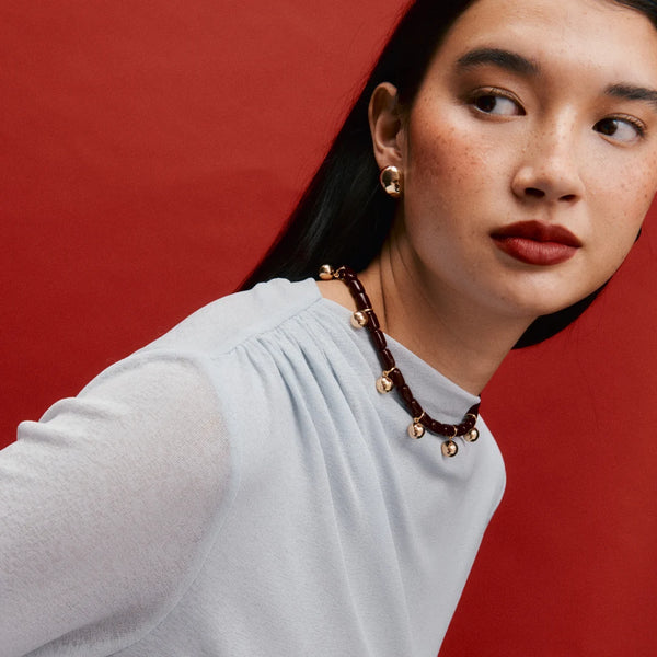 Resin Necklace BURGUNDY/GOLD