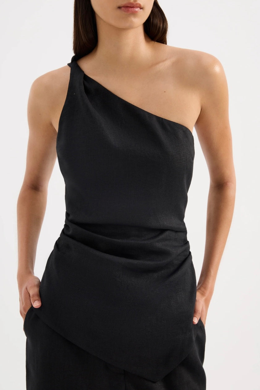 Lotta Linen Top BLACK