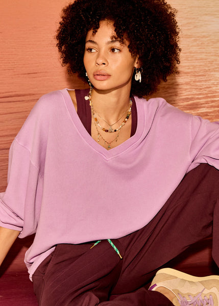 Soul Lou V Neck Sweater VIOLET