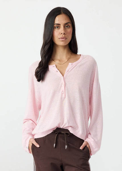 Rylee Knit Button Top ROSEWATER