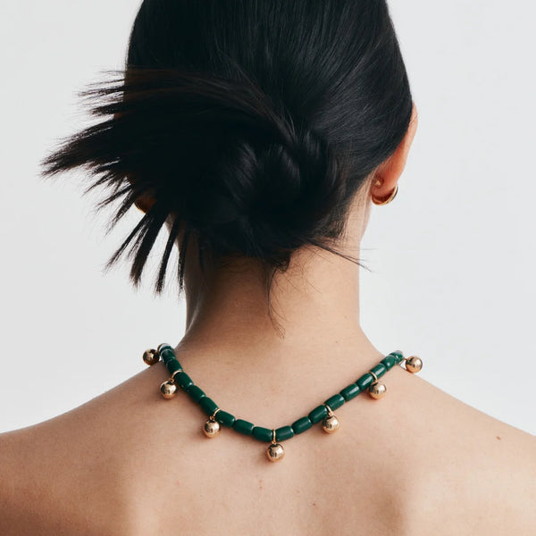 Resin Necklace FOREST GREEN/GOLD