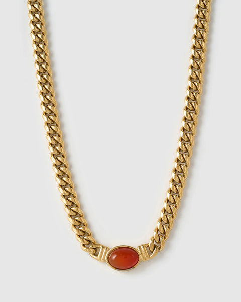Odette Necklace RED AGATE / 14K GOLD PLATED