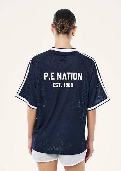 Phantom Mesh Jersey Tee NAVY/WHITE