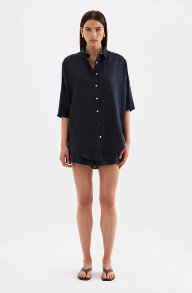 Lounge Linen Longline Shirt INK