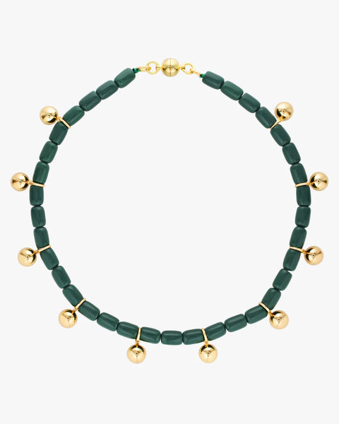 Resin Necklace FOREST GREEN/GOLD
