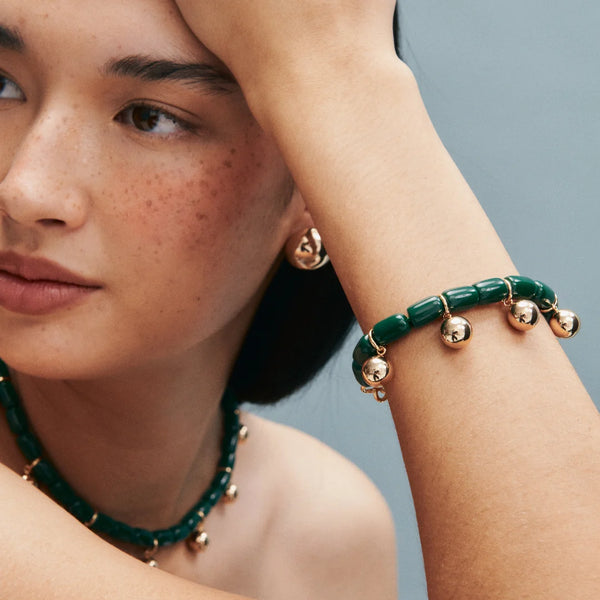 Resin Bracelet FOREST GREEN/GOLD