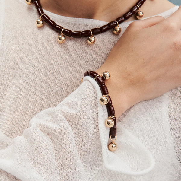Resin Bracelet BURGUNDY/GOLD