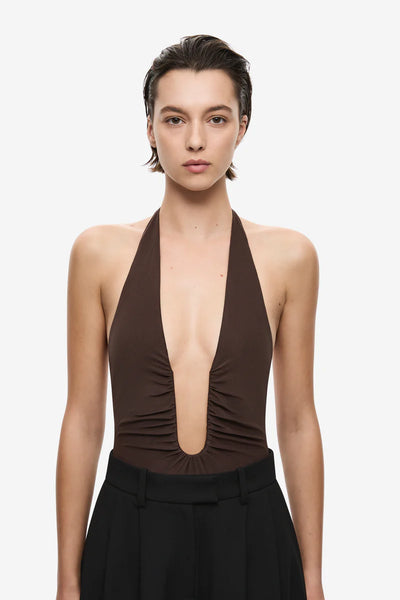 The Jennifer Cupro Bodysuit CHOCOLATE