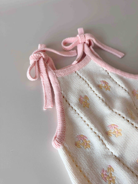 Bloom Pointelle Tie Romper COSMOS PINK