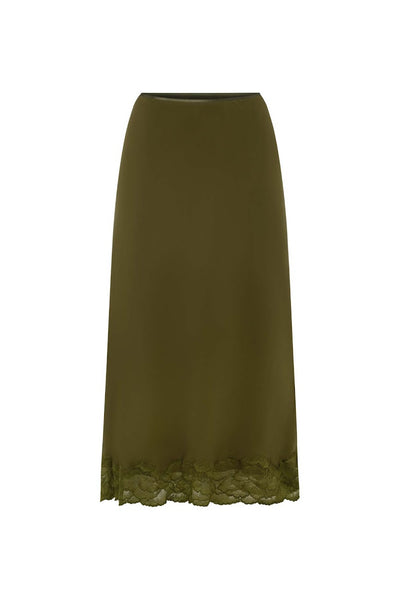 Marina Silk Midi Skirt OLIVE