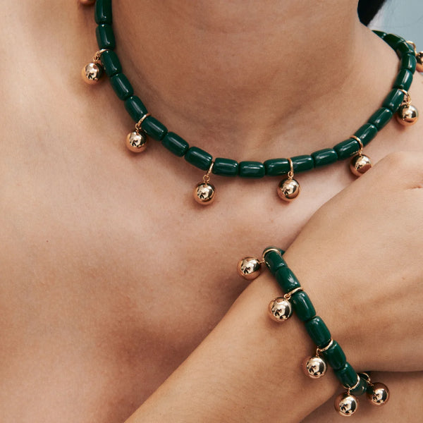 Resin Necklace FOREST GREEN/GOLD