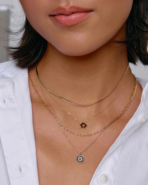 Protective Eye Charm 14K Gold Necklace