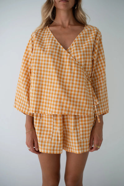 Mia Wrap Top CLEMENTINE GINGHAM