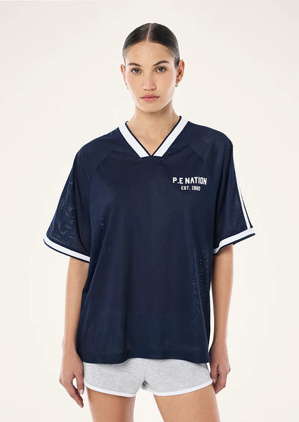 Phantom Mesh Jersey Tee NAVY/WHITE