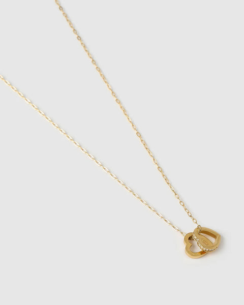 Heart To Heart Necklace - STONE 14K GOLD PLATED