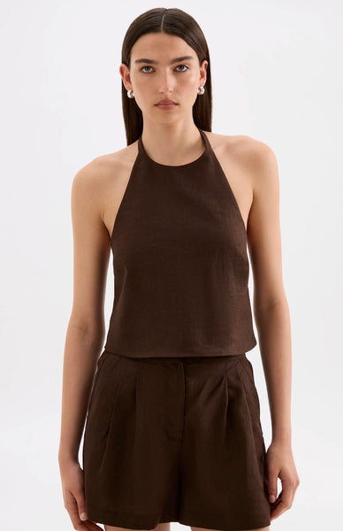 Riya Linen Top CHOCOLATE