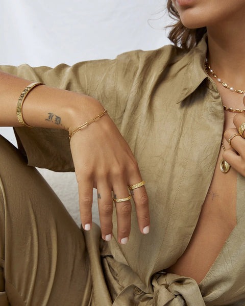 Eros Gold Textured Ring - Small