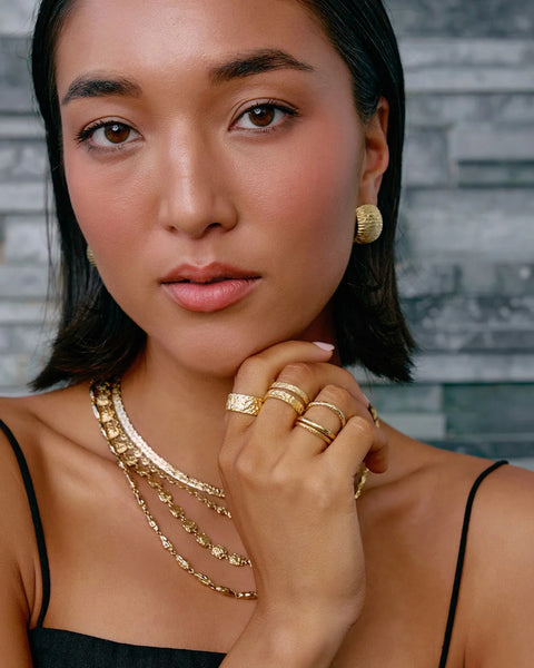 Eros Gold Textured Ring - Small