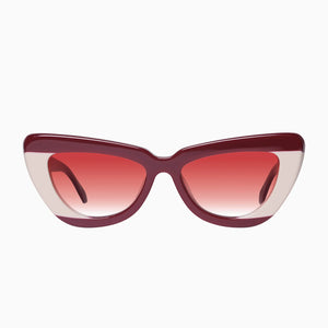 Lafayette BURGUNDY LIGHT TAN SPLICE w. GOLD METAL/ ROSE GRADIENT LENS