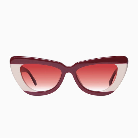 Lafayette BURGUNDY LIGHT TAN SPLICE w. GOLD METAL/ ROSE GRADIENT LENS