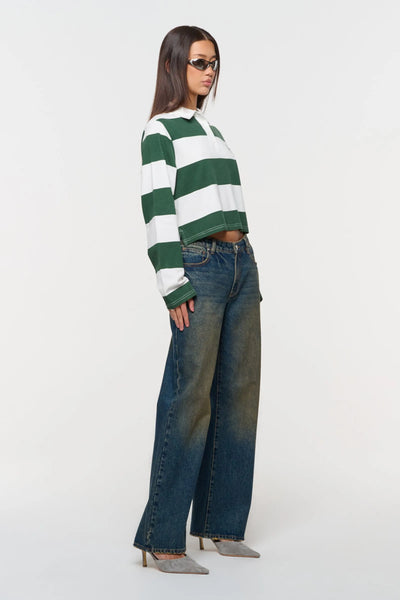 Good Sport Polo WHITE/ GREEN STRIPE