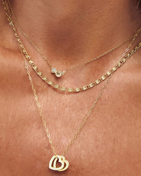 Heart To Heart Necklace - STONE 14K GOLD PLATED