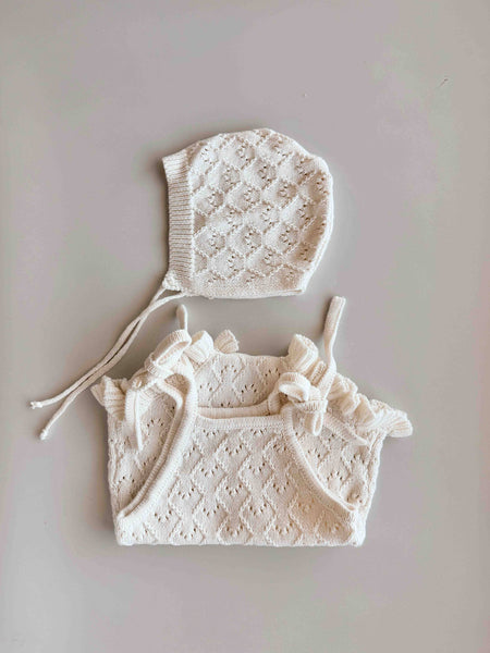 Mila Pointelle Tie Romper SNOW